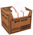 Chicopee 8230 Chix All Day Foodservice Towels, 12" x 21", White with Red Logo Stripe - 200 / Case