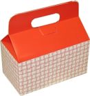 GP FCFW-001 Paper Food Barn Box with Handles, 9.5" x 5" x 5", Red Basketweave - 125 / Case