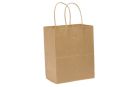 Duro Bag 87097 Tempo Small Paper Shopping / Carryout Bags, 60#, 8" x 4-3/4" x 10-1/4", Kraft - 250 / Case