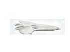 Max Packaging 70F-A1 Plastic Cutlery Kits with Knife, Fork and Spoon, White - 500 / Case