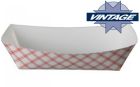 Vintage VFT50 1/2 lb Paper Food Trays, 5-3/8" x 3-3/4" x 1-1/8", Red Plaid - 1000 / Case