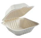 AmerCareRoyal HL-66 Primeware Sandwich Hinged Lid Carryout Containers, Molded Fiber, 6" x 6" x 3.16", White / Natural - 500 / Case