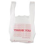 Barnes 8416THYOU Thank You Plastic Shopping Bags, 8" x 4" x 16", White - 2000 / Case