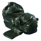 Vintage VL333915B 33 Gallon Trash Can Liners / Garbage Bags, 33" x 39", 1.5 Mil Eq., Recycled LLDPE, Black - 100 / Case