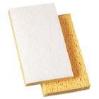 Boardwalk 16320 Scrubbing Sponge, Light Duty, 3 3/5" x 6 1/10" x 7/10" Yellow / White - 20 / Case