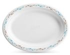 Huhtamaki Chinet 22518 Vines Oval Paper Platters, Molded Fiber, 7.5" x 10", White with Rim Design - 500 / Case