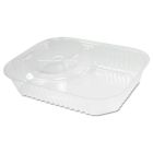 Dart C68NT2 ClearPac Large Plastic Nacho / Snack Tray, 2 Compartments, OPS, Clear - 500 / Case