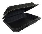 Ecopax PP206-BK Utility Hinged Lid Plastic Carryout Containers, Polypropylene, 9.25" x 6.5" x 2.25", Black - 150 / Case