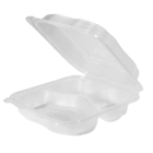 Genpak CLX399-CL Clover Hinged Lid Carryout Container, 3 Compartments, Polypropylene, 9.23" x 9.65" x 2.88", Clear - 150 / Case