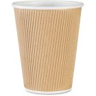 Genuine Joe 11260 12 oz Ripple Paper Hot Cups, Brown - 500 / Case