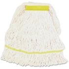 Genuine Joe SWH1B White Rayon / Cotton Mop Heads, Narrow Headband, Small, 12 oz - 12 / Case