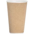 Genuine Joe 11257 16 oz Ripple Paper Hot Cups, Brown - 500 / Case
