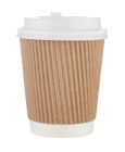 HotPack PCRW12K 12 oz Ripple Paper Hot Cup, Kraft - 500 / Case