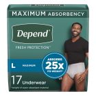 Depend Fresh Protection Pull-Up Underwear for Men, Large (35 to 43 in.), Gray, Maximum - 34 / Case