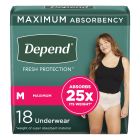 Depend Fresh Protection Pull Up Underwear for Women, Medium (31 to 37 in.), Maximum - 18 / Case