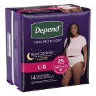 Depend Fresh Protection Night Defense Pull-Up Underwear for Women, Large (38 to 44 in.), Blush, Overnight - 14 / Case