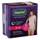 Depend Fresh Protection Night Defense Pull-Up Underwear for Women, Medium (31 to 37 in.), Blush, Overnight - 60 / Case