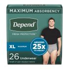 Depend Fresh Protection Pull-Up Underwear for Men, X-Large (44 to 54 in.), Gray, Maximum - 52 / Case