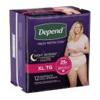 Depend Fresh Protection Night Defense Pull-Up Underwear for Women, X-Large (45 to 54 in.), Blush, Overnight - 48 / Case