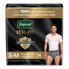 Depend Real-Fit Pull-Up Underwear for Men, Small / Medium (28 to 40 in.), Gray, Maximum - 14 / Case