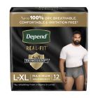 Depend Real-Fit Pull-Up Underwear for Men, Large / X-Large (38 to 50 in.), Gray, Maximum - 24 / Case