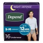 Depend Night Defense Pull Up Underwear for Men, Small / Medium (26 to 34 in.), Overnight - 16 / Case