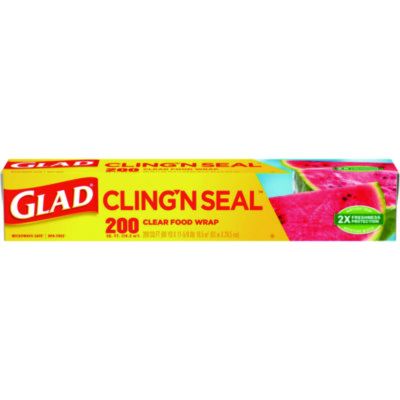 Clorox 00020 Glad Cling'N Seal Plastic Wrap, 12" x 200', Clear - 12 / Case