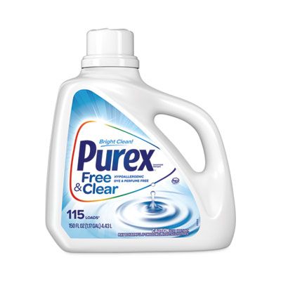 Dial 05020 Purex Free and Clear Laundry Detergent Liquid, Unscented, 150 oz Bottle - 4 / Case