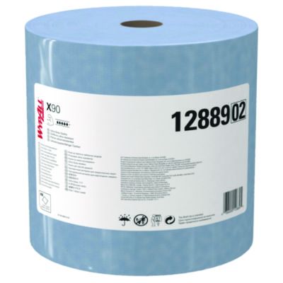 Kimberly-Clark 12889 WypAll X90 Cloth Wipers, 450 Sheets / Jumbo Roll, 11.1" x 13.4", Denim Blue - 1 / Case