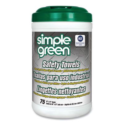 Simple Green 13351 Safety Towels, 10" x 11-3/4", 75 Wipes / Tub - 6 / Case