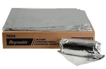 Pactiv 7534 Reynolds Cushion-Fold Sandwich Wrap Sheets, 14" x 16", Silver - 1000 / Case