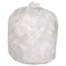 Genuine Joe 2312 13 Gallon Kitchen Trash Can Liners / Garbage Bags, 0.8 Mil, 24" x 31", White - 150 / Case