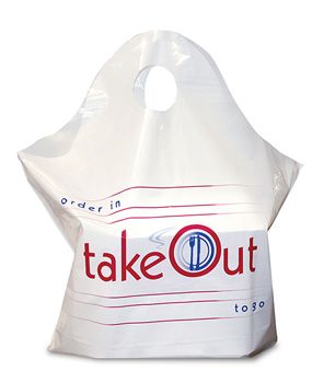 AmerCare Royal RPWB1919 Wave Top Plastic Takeout Bags, Fit 9" Boxes, White - 500 / Case 