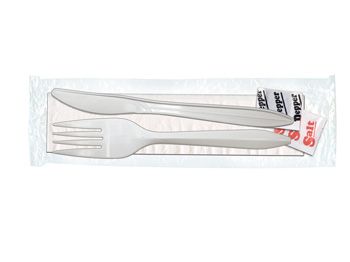 Max Packaging 98F Plastic Cutlery Kits with Knife and Fork, Paper Napkin, Salt and Pepper Packets - 250 / Case