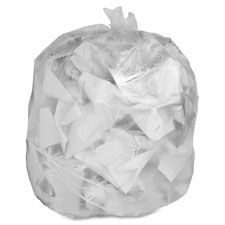 Genuine Joe 01011 16 Gallon Trash Can Liners / Garbage Bags, 0.6 Mil, 24" x 31", Clear - 500 / Case
