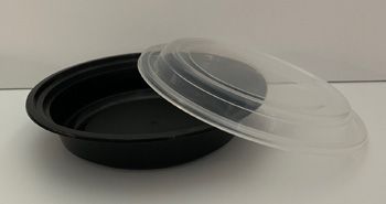 Kraft & Plastic F6016 16 oz Microwave Safe Plastic Food Containers, Round, Black / Clear – 150 / Case