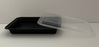 Kraft & Plastic G11858 58 oz Microwave Safe Plastic Food Containers, Rectangular, Black / Clear – 150 / Case