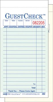 National Checking A7000 GuestCheck 2 Part Duplicate Carbonless 17 Line Guest Checks, 3-1/2" x 6-3/4", Green - 2500 / Case