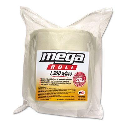 2XL L420 GymWipes on Mega Roll, 8" x 8", 1200 / Roll, White - 2 / Case