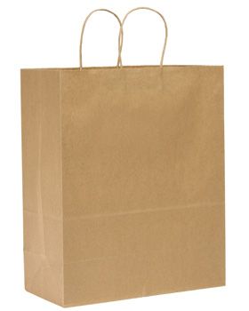 Duro Bag 87128 Dubl Life Mart Medium Vertical Paper Shopping Bags, 65#, 13" x 7" x 17", Kraft - 250 / Case