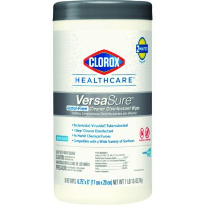 Clorox 31757 Healthcare VersaSure Disinfecting Wipes, 6.75" x 8", 85 / Canister - 6 / Case