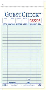 National Checking 108-50 GuestCheck 2 Part Duplicate Carbonless 19 Line Guest Checks, 3-2/5" x 6-3/4", Green - 2500 / Case