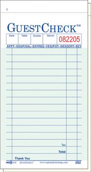 National Checking 104-50 GuestCheck 2 Part Duplicate Interleaving Carbon 16 Line Guest Checks, Green - 2500 / Case