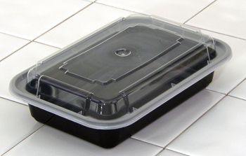 Pactiv NC818B VERSAtainer 12 oz Containers & Lids, Microwavable, 5.5" x 4.5" x 1.75", Black / Clear - 150 / Case