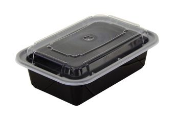 Pactiv NC838B VERSAtainer 24 oz Containers & Lids, Microwavable, 7.25" x 5" x 2", Black / Clear - 150 / Case