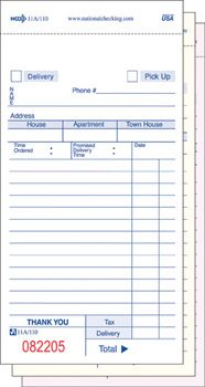 National Checking 110SW GuestCheck Triplicate Carbonless 14 Line Sales Book Sheet / Delivery Form - 2500 / Case