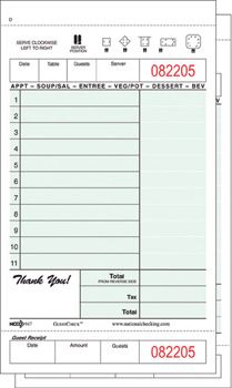 National Checking 947SW GuestCheck 2 Part Carbonless 11 Line Guest Check, 4-1/4" x 7-1/4", Green - 2000 / Case