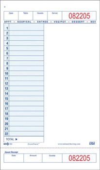National Checking 588SP GuestCheck 1 Single Part with Tag 22 Line Guest Check, Blue - 2000 / Case
