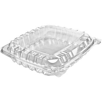 Dart Solo C89PST1 ClearSeal Plastic Hinged Container, 8-5/16" x 8-5/16" x 2", Clear - 250 / Case