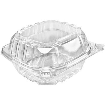 Dart Solo C57PST1 ClearSeal Plastic Hinged Containers, 6" x 5.9" x 3.1", Clear - 500 / Case